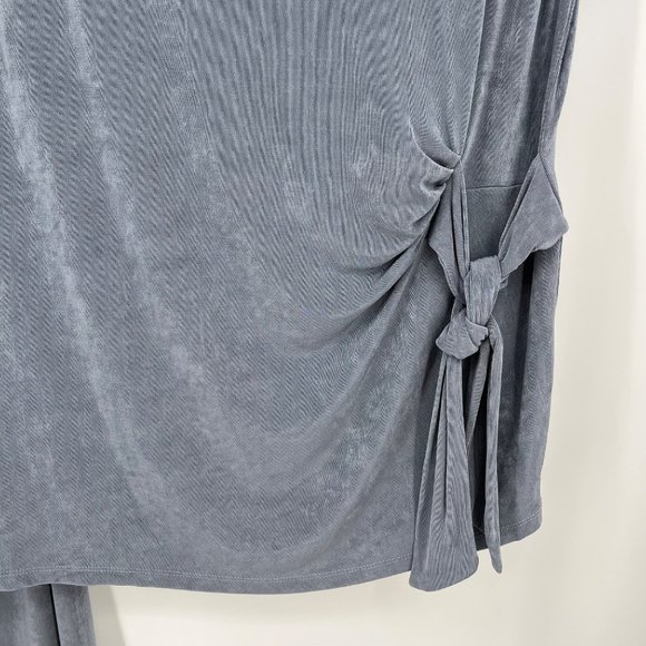 Chicos Travelers Pull On Pant Wrap Top Set Size 3 Slinky Knit Dusty Blue Stretch - Picture 3 of 14